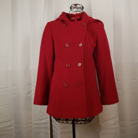 anne klein red peacoat